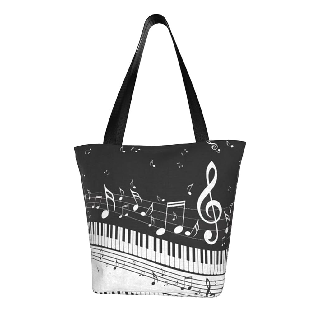Amazon | [ZXHNB] ピアノ 音符 黒 トートバッグ キャンバス